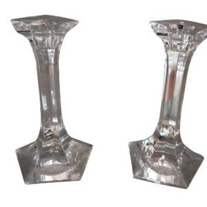 Vintage Claus Joseph Riedel Pentagon Crystal Taper Candle Holders- a Pair
